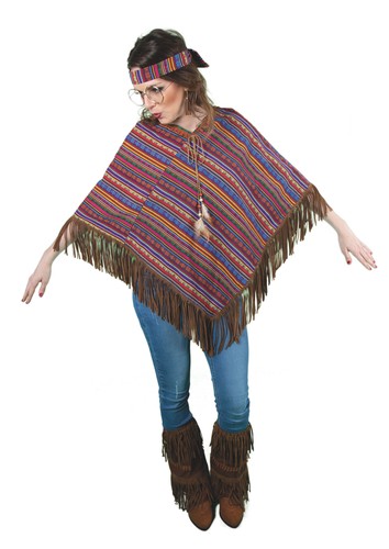 Poncho hippie flower power 70s - hippie,