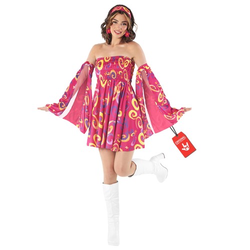 60er rosa hippie kleid - hippie, kostüm