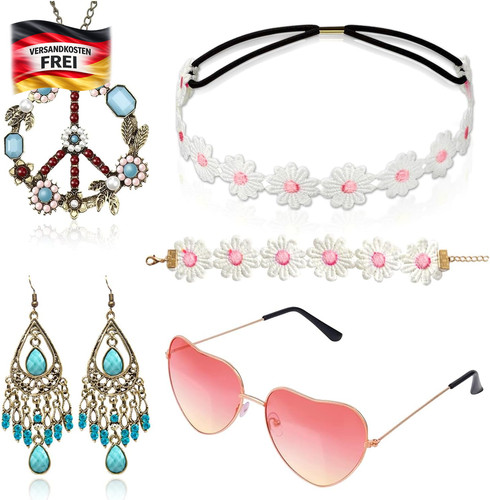Hippie accessoires damen 5er - hippie,