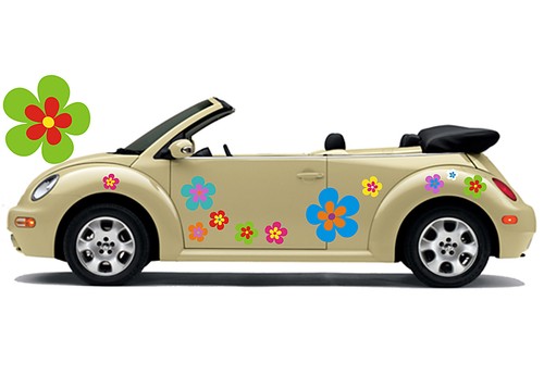 Hippie blumen auto - blumen, aufkleber