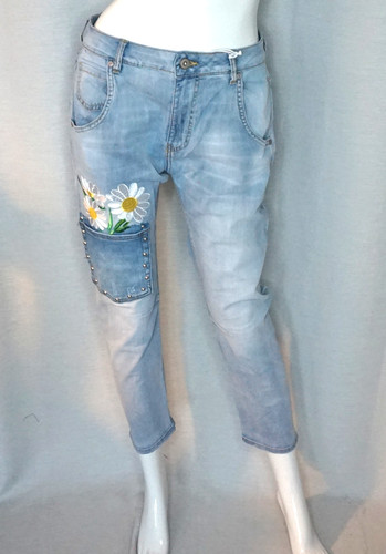 Hippie flower jeans hose - jeans,