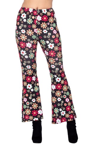 Schlaghose schwarz mit - , blumen